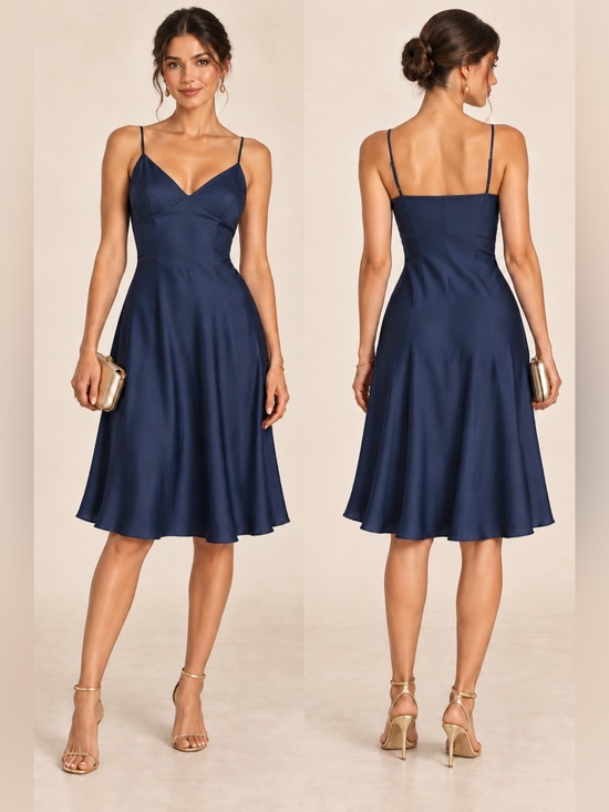 Cotton Candy Dresses & Skirts - Cotton Candy LA Navy Satin Slip Dress Size M NWOT